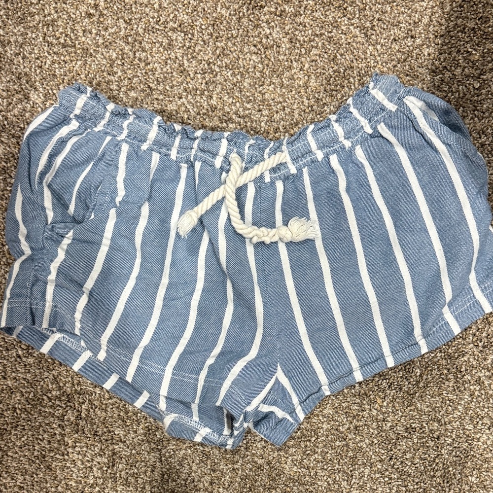 Ron Jon Blue and White Striped High Waist Shorts